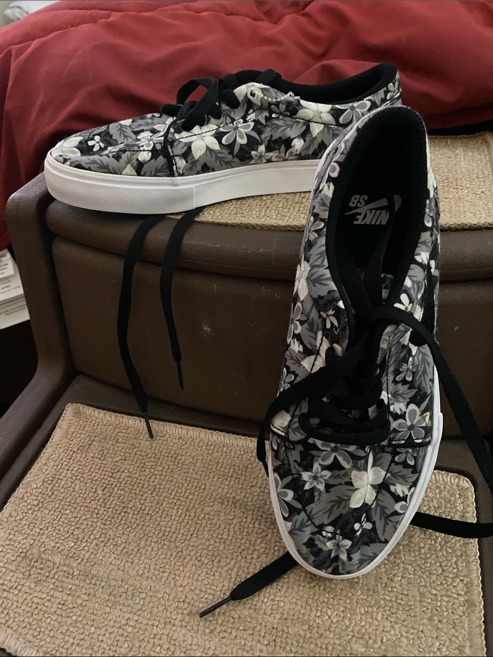 Nike Black & White Floral Low-Top Sneakers